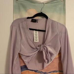 Satin lilac wrap top